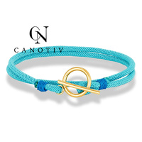 Bracelet en corde tissée à la main avec fermoir OT en acier inoxydable pour hommes femmes bijoux