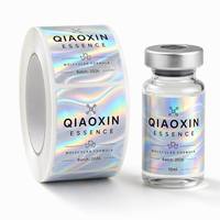 Étiquettes holographiques personnalisées pour flacons, autocollants irisés imperméables en rouleau pour emballages de flacons en verre transparent de 3 ml, 5 ml, 10 ml