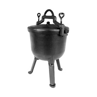 Chaudron en fonte noire pour fumigations et rituels, avec poignée et couvercle, idéal pour le camping