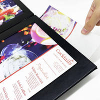Porte-menu en similicuir noir avec éclairage LED pour bar et club, double page, menu lumineux