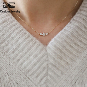 De zarif zarif çiçek tasarım zirkon 925 ayar gümüş Bar zincir kolye kolye & Charm altın kaplama takı kadınlar için - Product Image 2