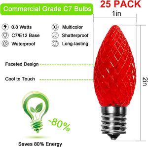 หลอดไฟ LED รุ่น C9 แบบเปลี่ยนได้ ใช้ไฟ AC พร้อมขั้ว E17 สำหรับตกแต่งคริสต์มาส - Product Image 2