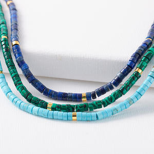 수제 보석 하이시 비즈 목걸이 남성 여성용 – 라피스 라줄리, 터쿼이즈, 말라카이트, 타이거 아이 스톤 비즈 초커 목걸이 - Product Image 5