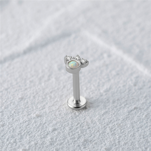 Nouveauté - Bijoux en argent sterling 925 - Minimaliste - Plaqué or 18 carats - Boucles d'oreilles à clous en opale en forme de patte de chat - Pour femmes - ZIRCON - Product Image 5