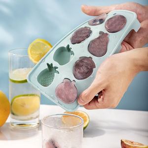 Plateau à glaçons en silicone de qualité alimentaire 8 trous 3D fraise pastèque <span class=keywords><strong>pomme</strong></span> poire orange fruits moules à glace - Product Image 1