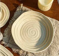 Ensemble de 5 bols et assiettes en porcelaine écologique Japandi, créatif, irrégulier, texturé, anti-fuite, compatible micro-ondes et lave-vaisselle