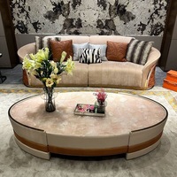 Table basse convertible moderne et traditionnelle avec plateau en marbre et structure en acier inoxydable pour le salon