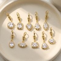 Pendentifs en zircone blanche multi-formes avec passants coniques, ovales, en forme de cœur, ronds, marquises, carrés, breloques en CZ plaqué or pour la fabrication de bijoux