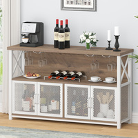 Exhibición de madera MDF de 4 puertas de lujo moderno personalizado, estante para Bar de vino, gabinete personalizado de lujo, mesa de gabinete de Bar con función de almacenamiento