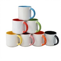 Tasse en céramique brillante de couleur unie avec poignée, résistante aux hautes températures, compatible micro-ondes, impressions personnalisables, design moderne