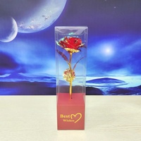 Boîte cadeau Rose dorée 24k, fleur de Rose décorative conservée, feuille d'or Rose pour cadeau de saint-valentin