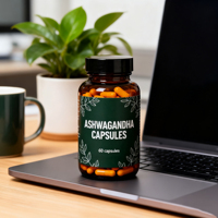 Poudre d'extrait de racine d'Ashwaganda d'approvisionnement d'usine avec Bioperine sans gluten soja adulte nourriture de santé Ashwagandha Capsules 60 Capsules