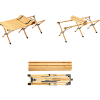 Table de camping d'extérieur ultra-légère avec chaise pliante en aluminium et bois massif, pliable pour 1-2 personnes, mobilier d'extérieur