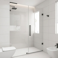 Cabine de douche d'angle personnalisée sans cadre avec porte à charnières, moderne, en acier inoxydable, pour salle de bain, chambre, villa, extérieur