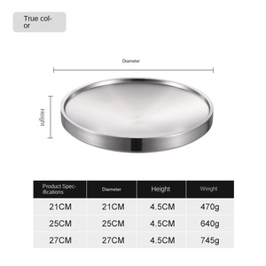 韓国BBQビーフプレート304ステンレス鋼二層厚板ゴールドバーベキュー食器ホットポットレストランフードプレート - Product Image 5