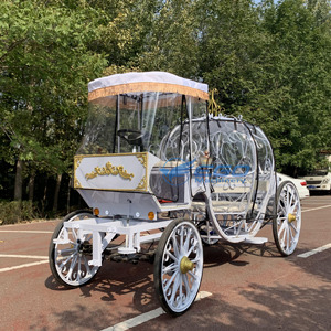 Wedding Horse Carriage <b>White</b> Pumpkin Carriage with Customizable LED Lamp Smart Lighting System and Rain Curtain - Product Image 1