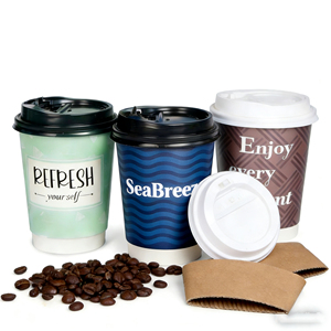 Gobelets à café jetables en carton personnalisés avec logo, 8 oz, 12 oz, 16 oz, à paroi simple ou double, pour boissons chaudes, avec couvercle - Product Image 2