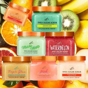 Entfernen Sie Dead Skin Organic Natural Scrub Shea Butter Zucker Körper Herren Gesichts pflege Großhandel Vegan Fruit Produkte Körper peeling