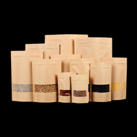 Pochette refermable en papier kraft brun recyclable avec fenêtre pour l'emballage de bonbons, d'aliments pour animaux et de chewing-gum