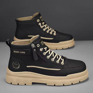 Chaussures montantes pour hommes, confortables et douces, surface en cuir, nouvelles, respirantes, antidérapantes, résistantes à l'usure, bottes de sport et de loisirs - Product Image 3