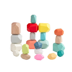 Bloques de Construcción de Madera de Colores para Niños, Juguete Educativo Montessori de Apilamiento, Rompecabezas Plegable - Product Image 1
