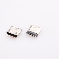 Connecteur USB femelle vertical SMT miniature blanc de type B à 4 broches plaqué nickel, borne V8 pour téléphone Android