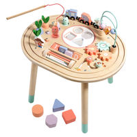 Table d'activités Montessori multifonctionnelle en bois pour enfants avec labyrinthe de perles, rail de voitures et tri de formes – Bureau interactif pour tout-petits