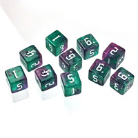 Jeu de dés D6 caméléon de 16 mm, dés en résine multicolores avec une nouvelle police pour les jeux de rôle et de société