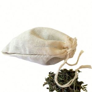 Bolsa de Té de Malla de Muselina de Algodón Natural Sin Blanquear con Cordón - Product Image 2