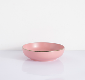 16Pcs Blush Pink Speckled Matte Ceramic Dinnerware <b>Set</b>, Luxury Gold Rim Round Plates Bowls Modern Nordic Home Kitchen Tableware - Product Image 5