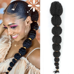 Queue de cheval à bulles pour le commerce transfrontalier, 18 pouces, noir naturel, en fibre haute température, pour femmes - Product Image 3