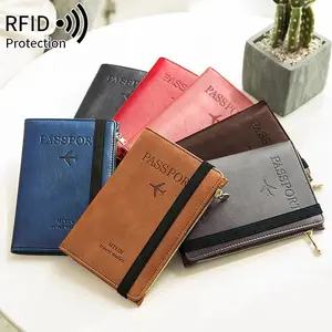 Matériau PU femmes hommes RFID anti-magnétique minimaliste porte-passeport d'affaires carte d'identité carte bancaire portefeuille boîte voyage
