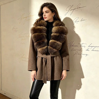 Manteau en laine rétro fait main, tendance et haut de gamme, épais, coupe-vent et chaud, avec col amovible en fourrure naturelle véritable