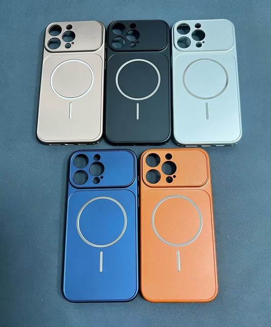 Luxury Metallic Paint Magnetic Anti-Fingerprint Wireless Charging Compatible Phone Case for 17/16/15/14 Pro Max/14 Plus Corning