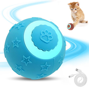 Smart Eco-Friendly Interactive <b>LED</b>-Light Luxury Indoor Rechargeable Training ABS+Silicone Automatic Moving Rolling Ball Toy - Product Image 1