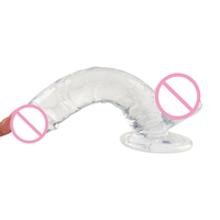 Consolador realista de TPE transparente barato de 6, 7, 8 y 9 pulgadas con ventosa, pene suave, juguete sexual para adultos para mujeres, hombres, principiantes homosexuales