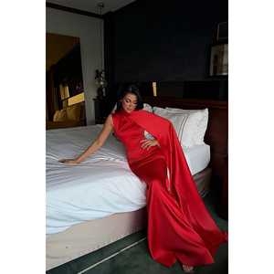 Robe de soirée longue Fleur de grenade avec ceinture, silhouette robe de bal taille empire, taille XS, pour invitée de mariage - Product Image 2