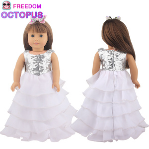Poupée américaine de 18 pouces, couleur unie, jolie robe de rêve en coton, cadeaux pour fille, robe de mariée - Product Image 4