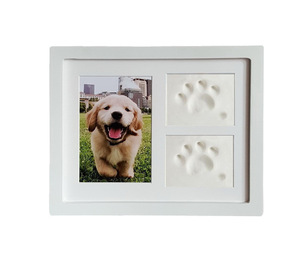 Cadre photo commémoratif personnalisable en bois noir avec empreinte de patte d'animal, impression UV à encre propre, kit d'impression, vente chaude 2023 - Product Image 1