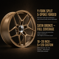 Jantes forgées 6061-T6 bronze satiné à 5 branches en Y, 18-28 pouces, 5x120, style Motorsport concave profond, personnalisées, directement d'usine OEM