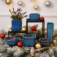 Mini pot de fleurs en céramique Yixing Zisha, glaçure bleue Jun, minimaliste, pour plantes succulentes, avec trou de drainage, pour la maison, le jardin, les bonsaïs, la pépinière, durable