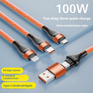 4-Trong-1 Đa Chức Năng Nylon Bện USB-C Loại C Cáp Dữ Liệu 6A USB Sạc Cho Máy In <span class=keywords><strong>Android</strong></span> Máy Tính 4-Trong-1 Điện Thoại Di Động - Product Image 2