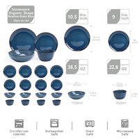 Service de table rond classique en grès organique de 16 pièces, compatible micro-ondes et lave-vaisselle, nouveau, émaillé, pour usage domestique quotidien