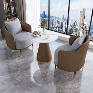 เก้าอี้พักผ่อนหุ้มหนัง PU ผ้าแบบทันสมัย เก้าอี้โซฟาเดี่ยวสำหรับบ้านพักผ่อน ร้านอาหาร ห้องนอน เก้าอี้โซฟาเดี่ยวสำหรับโรงแรม เฟอร์นิเจอร์ห้องนั่งเล่น - Product Image 1