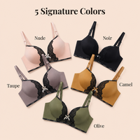 Nouveau Soutien-Gorge Push-Up Sans Armature 2026 avec Dentelle, Bande à Lettres Tendance, Nœud et Cristaux sur l'Avant, Bretelles Larges Personnalisables pour Femme