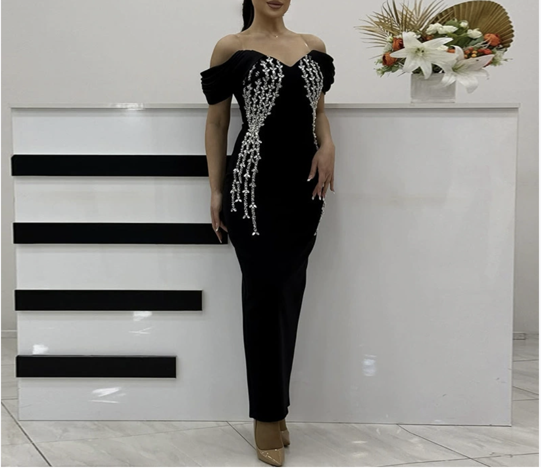 blue dress for baby girl Slit Glamorous Lace Black Long-Sleeve Prom Dress Evening Dress US16 / Black
