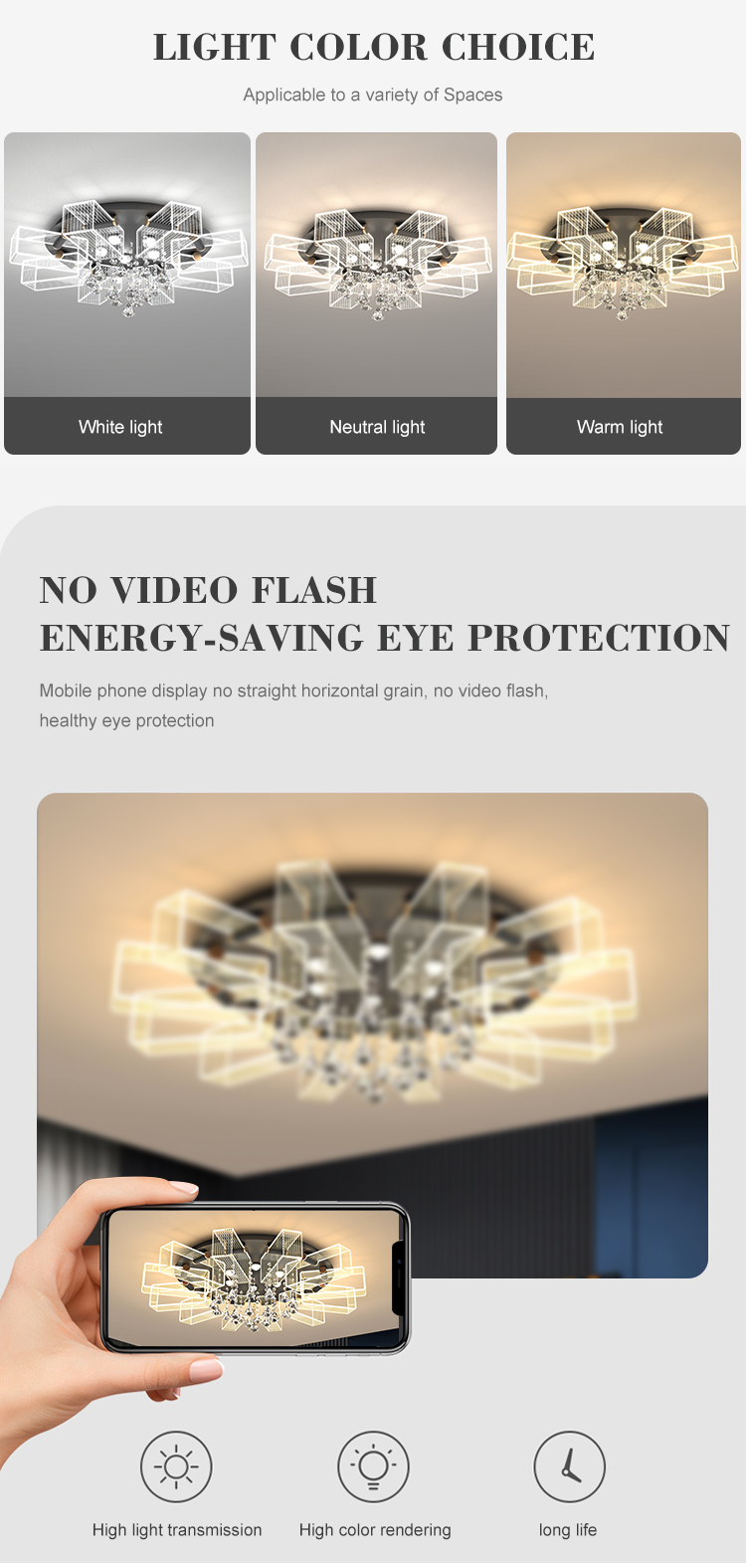 High Quality Indoor Luxury Decoration Acrylic Bedroom Living Room Modern LED Ceiling Lamp