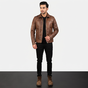 New Finer Threads Causal Vintage Genuine Leather Coated Breathable Jacket <b>Coat</b> Men Autumn Outfit Design Motor Biker Pocket - Product Image 1
