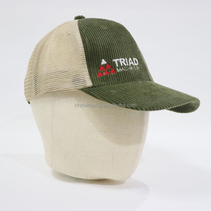 Gorra de béisbol de pana bordada personalizada con malla trasera ajustable, estilo camionero, premium vintage para uso promocional y diario - Product Image 2