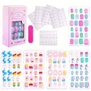 120 pièces/ensemble, <span class=keywords><strong>faux</strong></span> ongles pour enfants, motifs de bonbons et de dessins animés, couverture complète, couleur <span class=keywords><strong>rose</strong></span>, pour petites filles, ongles à presser - Product Image 6